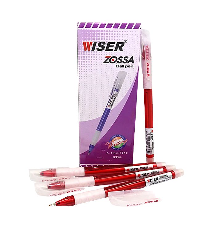 Ручка масляна Wiser 'Zossa' 0,7 мм із грипом червона 12 шт. в упаковці (zossa-rd) thumbnail popup