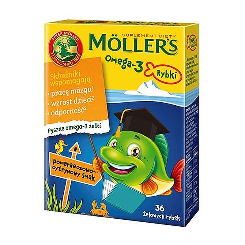 Омега та Д3 для дітей від 2х років,Mollers, апельсин-лимон, 36 рибок thumbnail popup