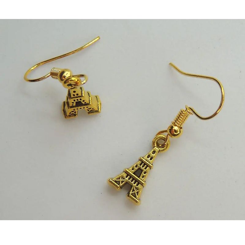 Сережки Liresmina Jewelry  Ейфелева вежа 3.1 см золотисті thumbnail popup