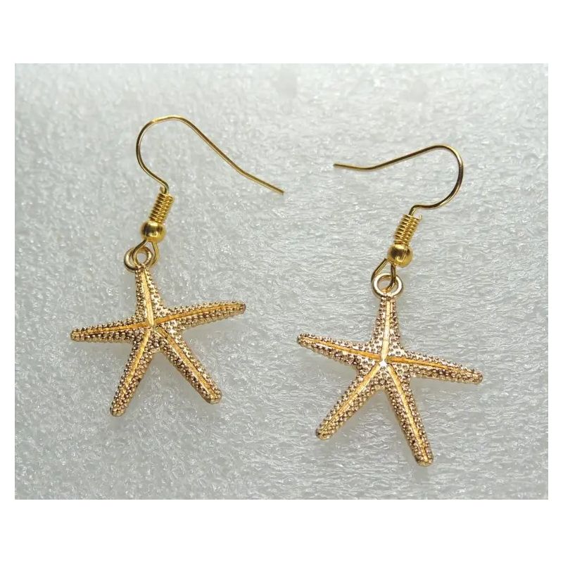 Сережки Liresmina Jewelry  Морська зірка, 4 см золотисті thumbnail popup
