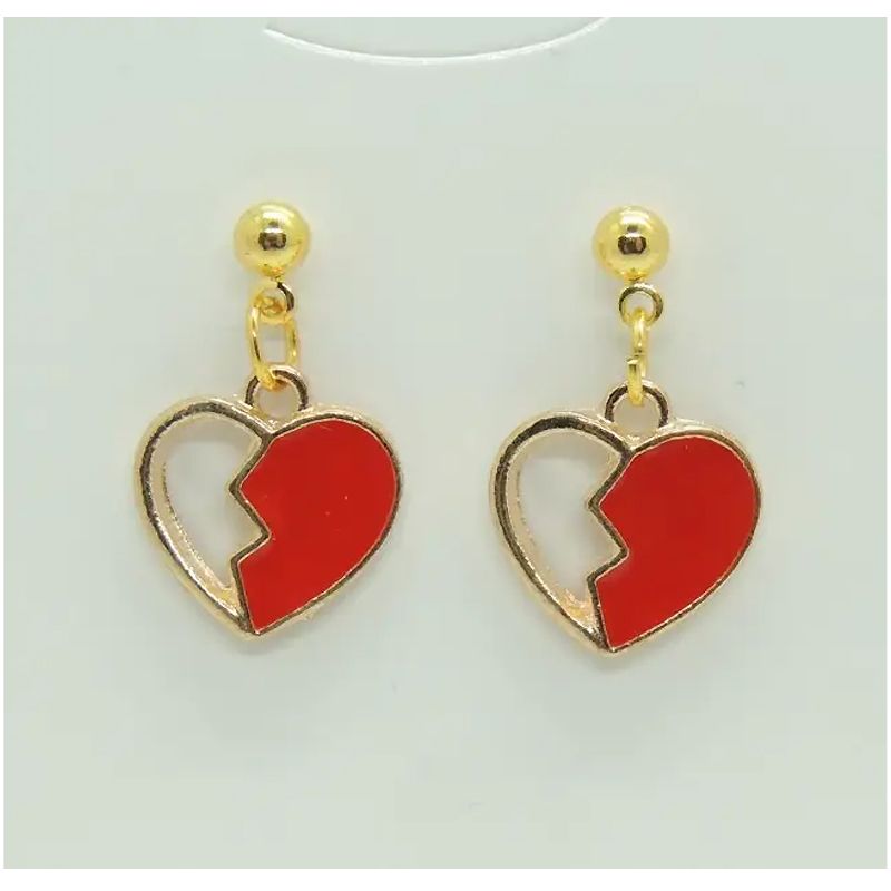 Сережки Liresmina Jewelry сережки-гудзики (пусети) червоне серце, 2.5 см thumbnail popup