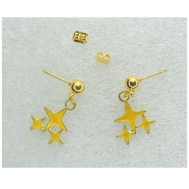 Сережки Liresmina Jewelry сережки-гудзики (пусети) Зорепад 2.5 см золотисті thumbnail popup