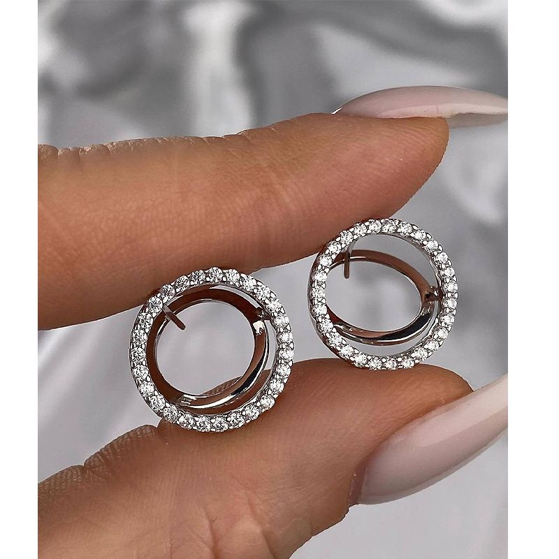Сережки срібні кругляшки в родії thumbnail popup