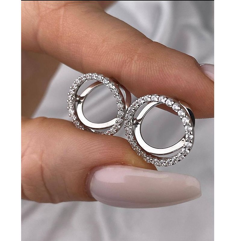 Сережки срібні кругляшки в родії thumbnail popup
