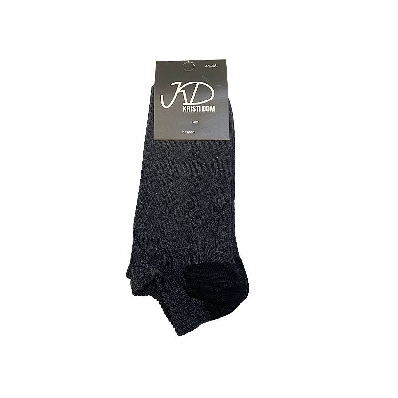 Шкарпетки KristiDom чоловічі стрейчеві, короткі темно сірі з чорною п'яткою р. 41-43 (590182) thumbnail popup