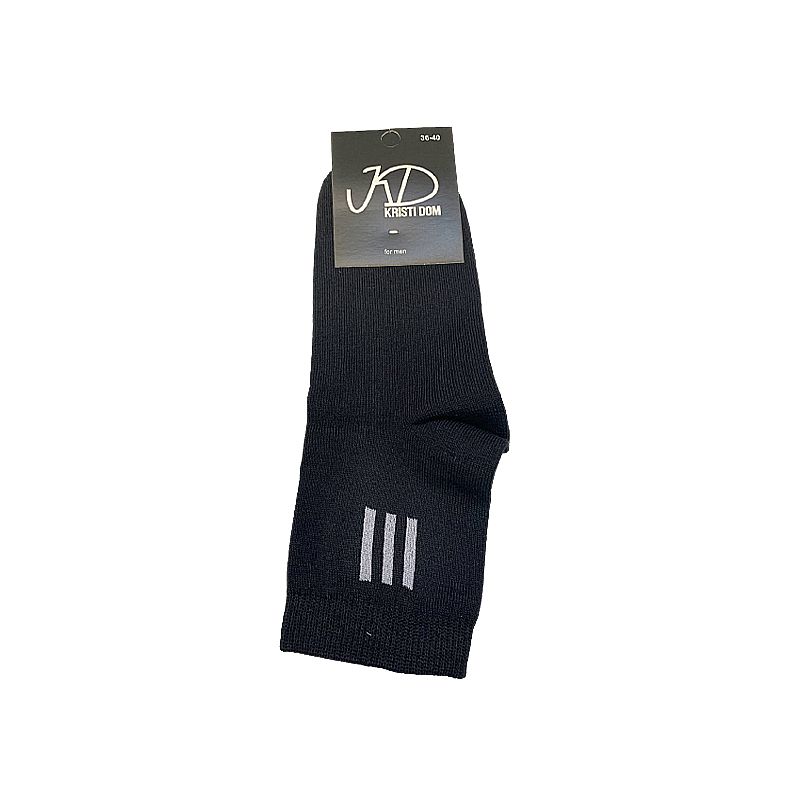 Шкарпетки KristiDom чоловічі стрейчеві, середні чорні з полосками р. 36-40 (590137) thumbnail popup