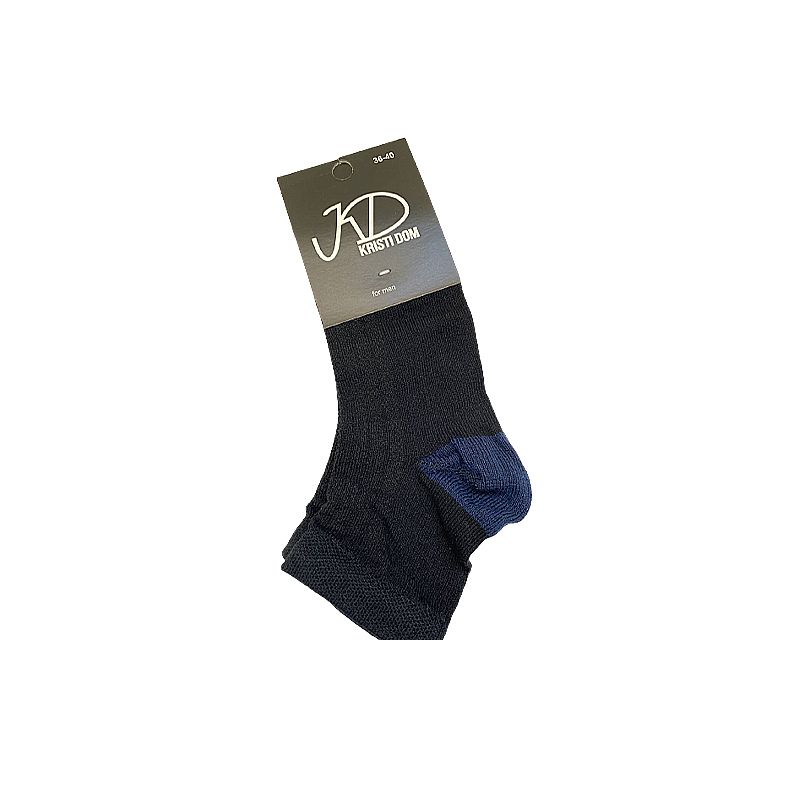 Шкарпетки KristiDom чоловічі стрейчові "сітка" середні, чорні з синьою п'яткою  р. 36-40 (590410) thumbnail popup