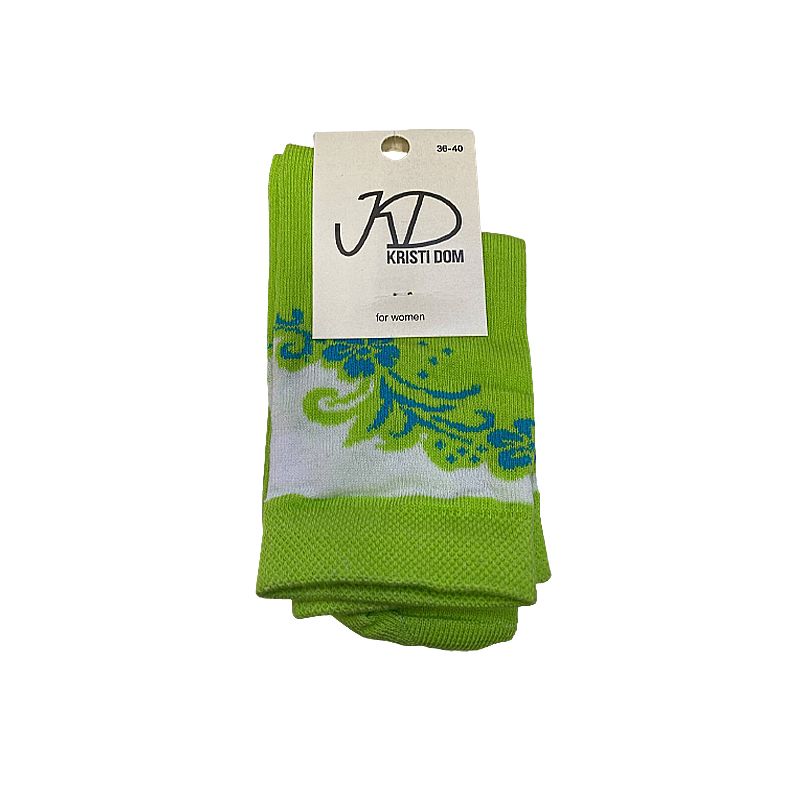 Шкарпетки KristiDom жіночі стрейчиві, класичні зелені з квітками р. 36-40 (832278) thumbnail popup
