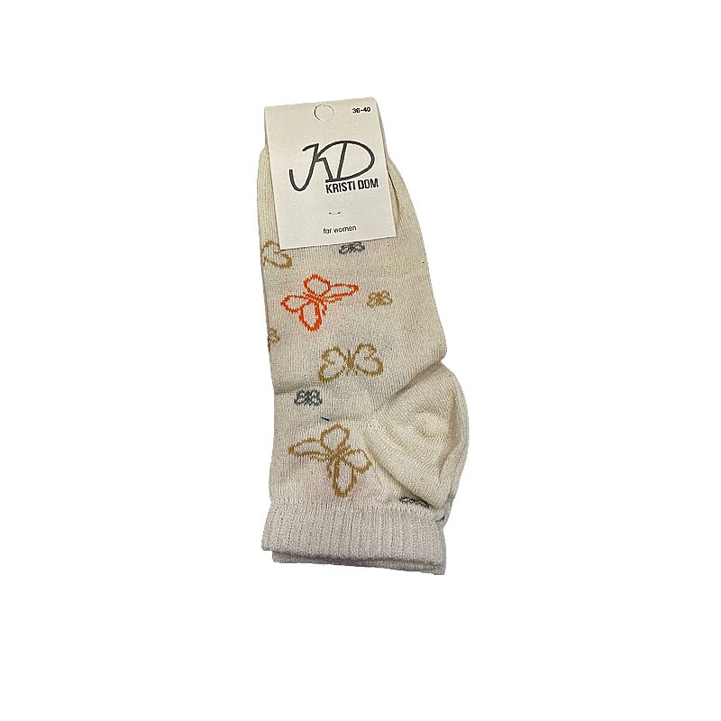 Шкарпетки KristiDom жіночі стрейчиві середні, бежеві з метеликами р. 36-40 (832599) thumbnail popup