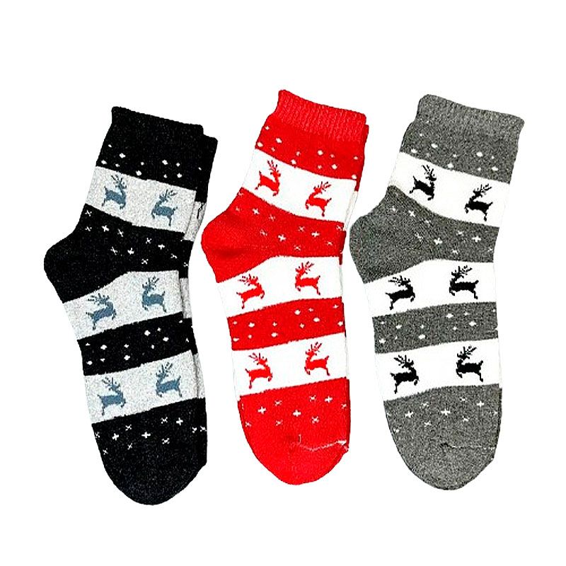 Шкарпетки жіночі оптом махрові теплі, Олені в полоску, 12 пар, р.36-40 (120801) thumbnail popup