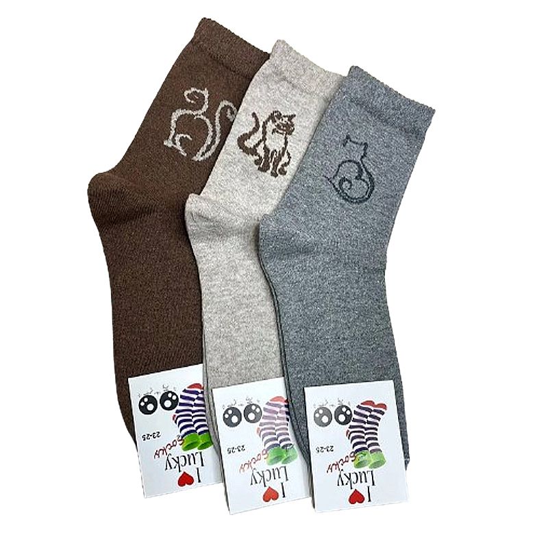 Шкарпетки жіночі оптом, високі щільні, Котики, 12 пар, р.36-40 (080201) thumbnail popup
