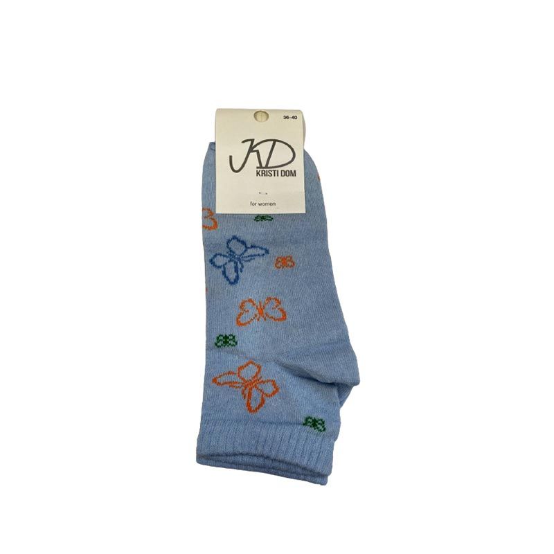 Шкарпетки KristiDom жіночі стрейчиві середні, сині з метеликами р. 36-40 (832582) - 33747 thumbnail popup