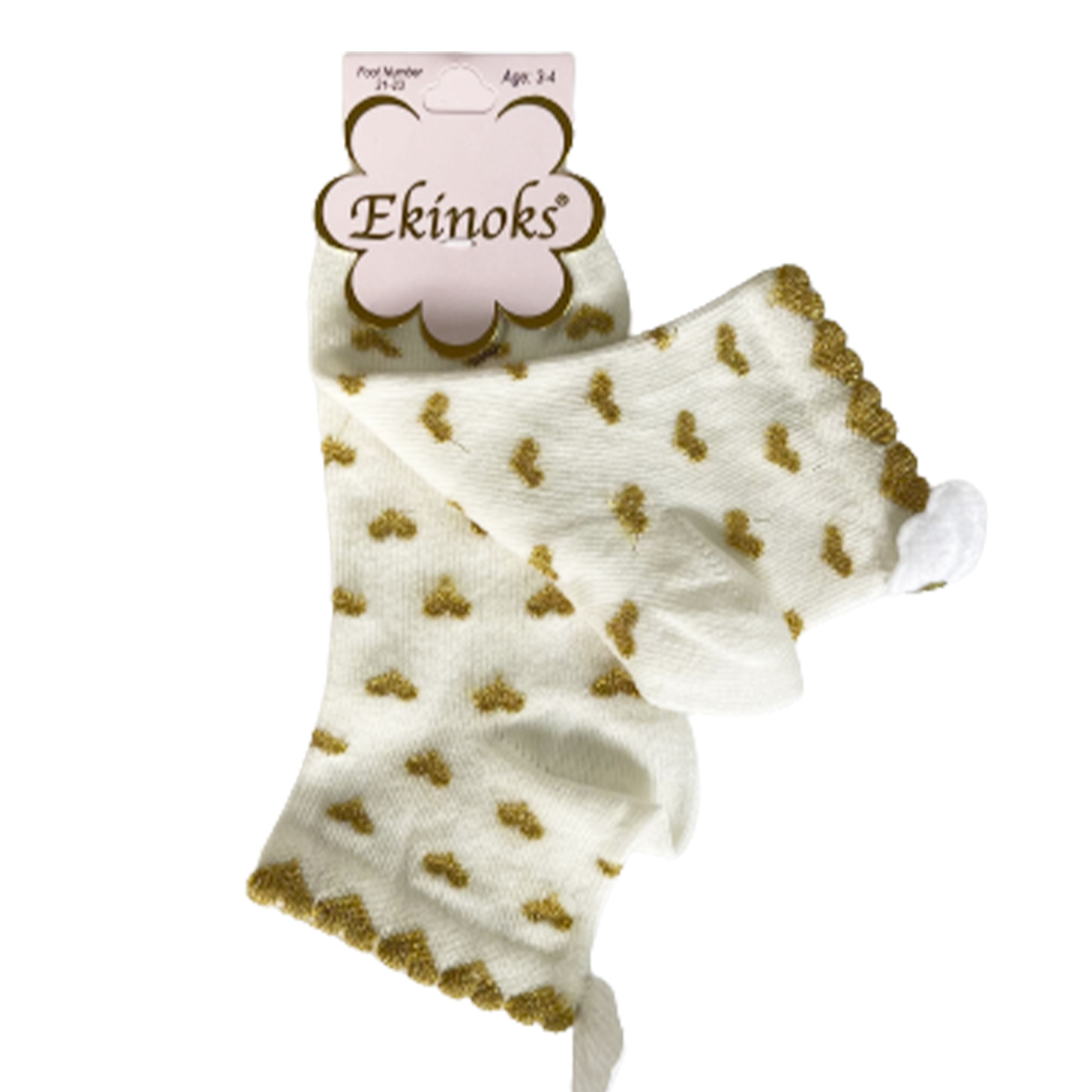 Шкарпетки Ekinoks Золоті серця, для дівчаток, молочні, 21-23 р. (814014) - 25449 thumbnail popup