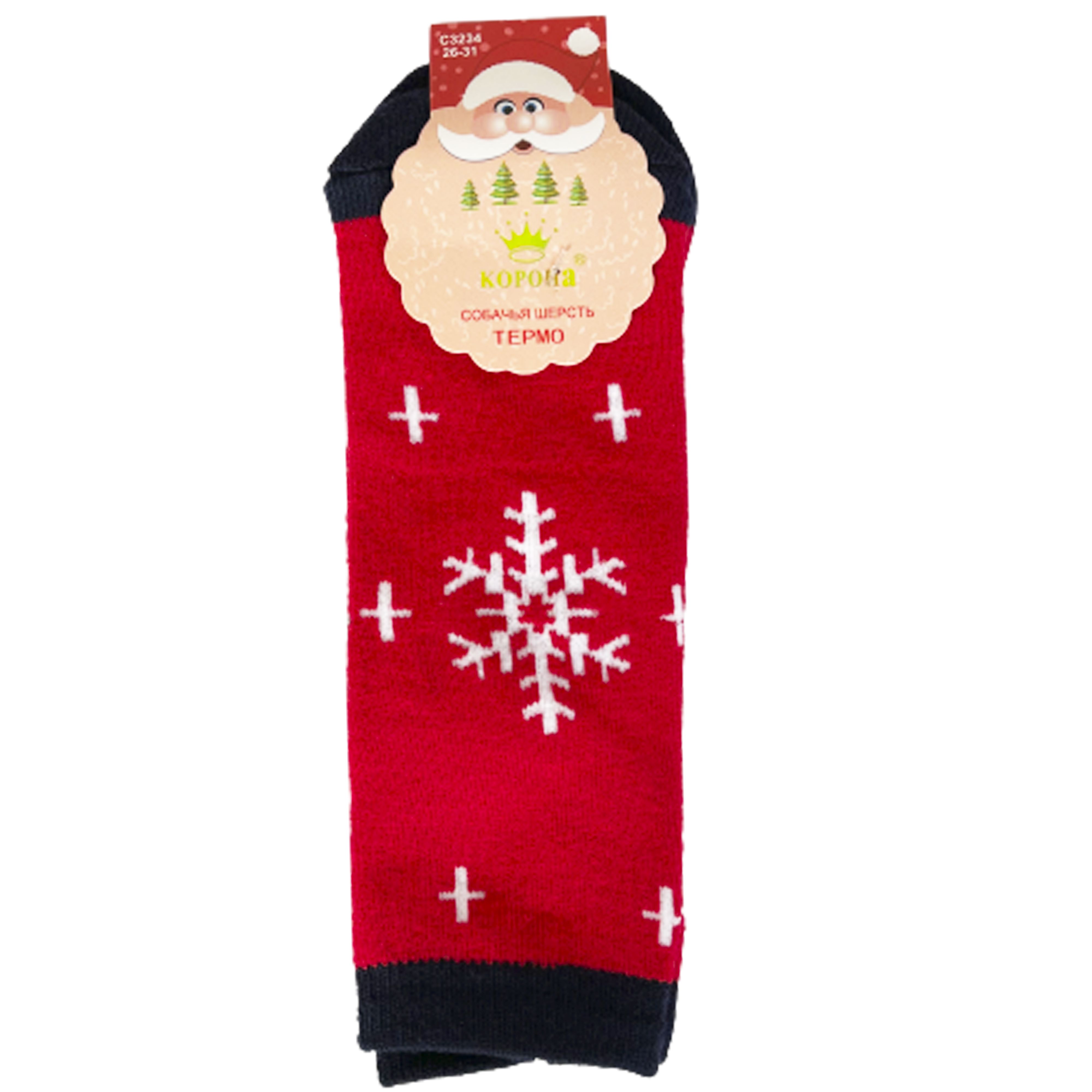 Шкарпетки TM Корона C3234 махрові, сніжинка, червоні, р. 21-26  thumbnail popup