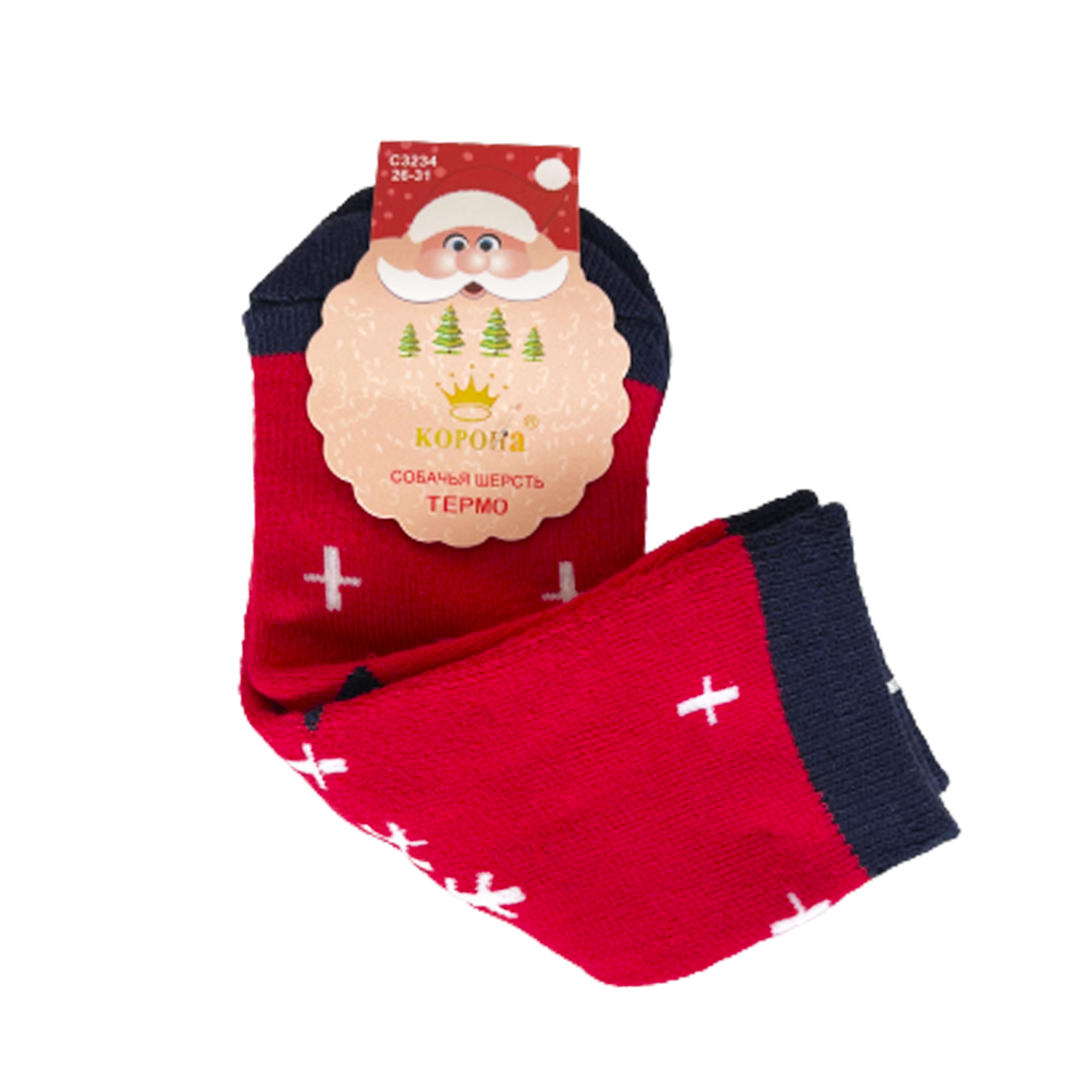 Шкарпетки TM Корона C3234 махрові, сніжинка, червоні, р. 21-26  - 25415 thumbnail popup