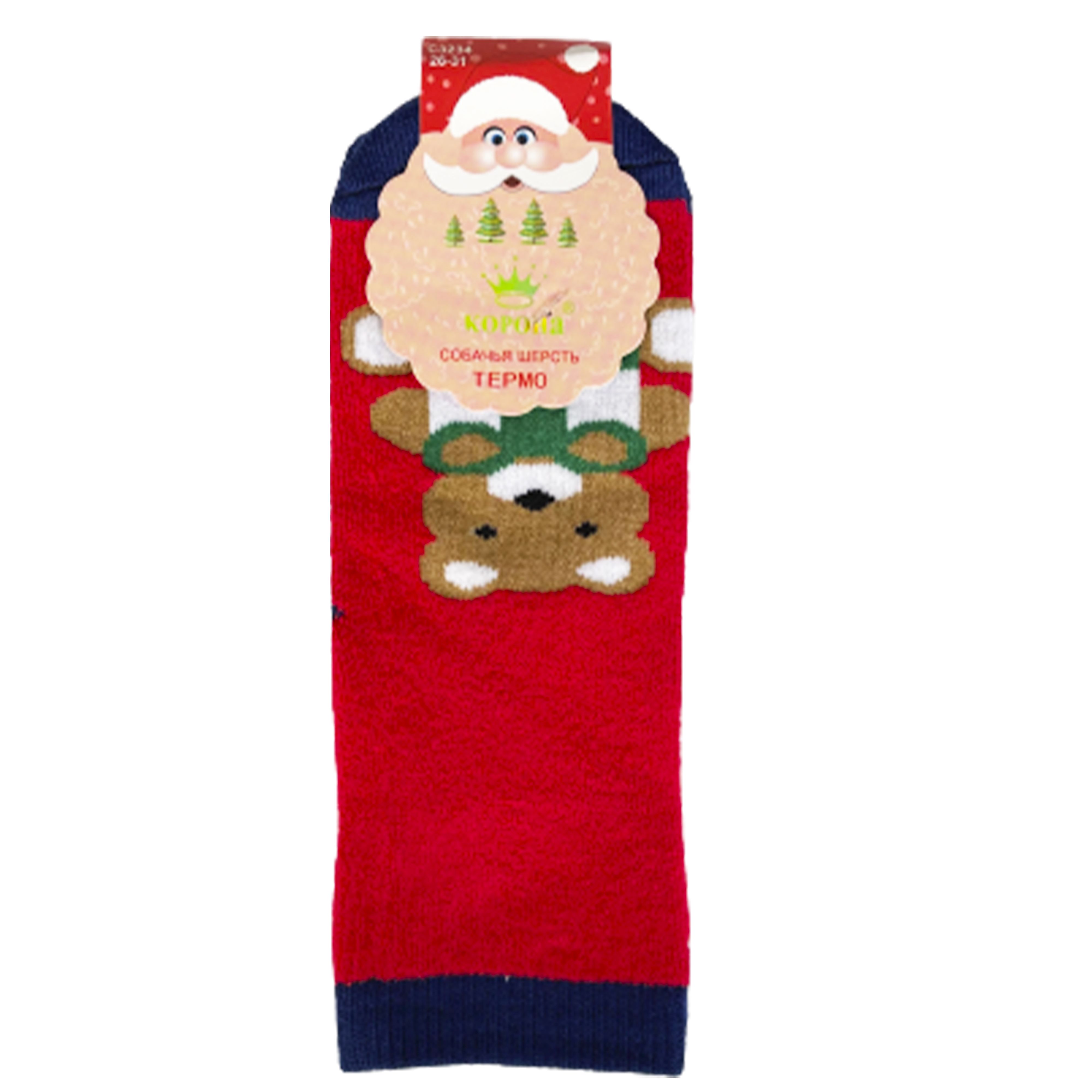 Шкарпетки TM Корона C3234 махрові, ведмідь, червоні, р. 21-26  thumbnail popup