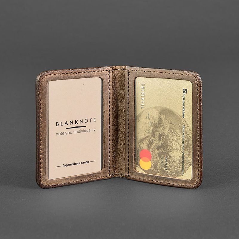 Шкіряна обкладинка для ID-паспорта і водійських прав 4.0 темно-коричнева
 thumbnail popup
