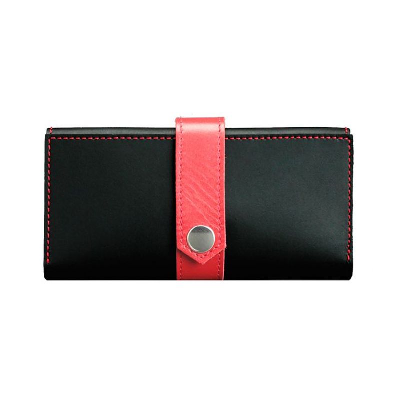 Шкіряне жіноче портмоне 3.0 чорне з червоним thumbnail popup