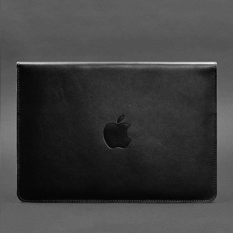 Шкіряний чохол-конверт на магнітах для MacBook 14 Чорний thumbnail popup