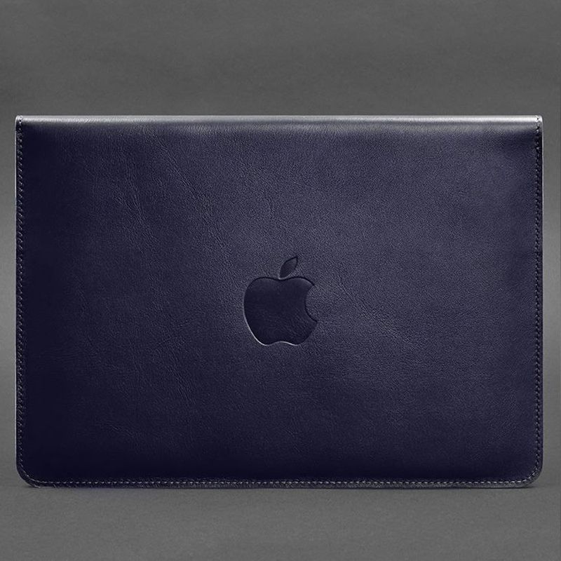 Шкіряний чохол-конверт на магнітах для MacBook 15 дюйм Темно-синій thumbnail popup