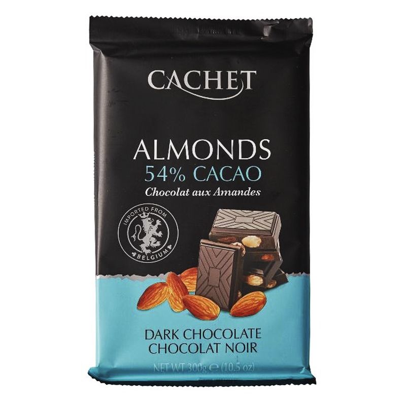 Шоколад чорний Cachet Almonds 54% какао з мигдалем, 300 г, Бельгія thumbnail popup