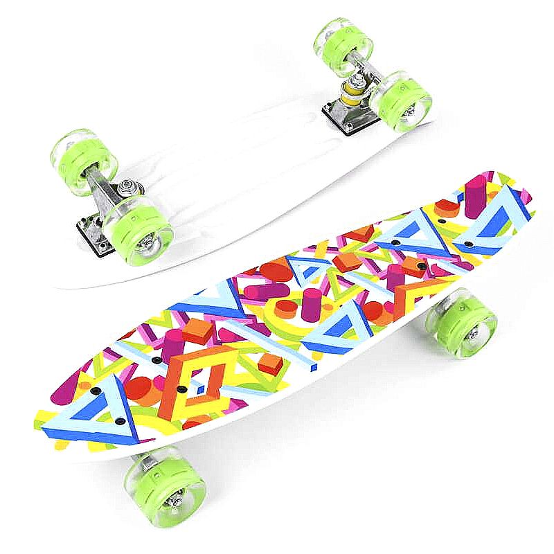 Скейт Пенні борд Best Board, дошка = 55см, колеса PU, світло, d = 6см (P10765) thumbnail popup