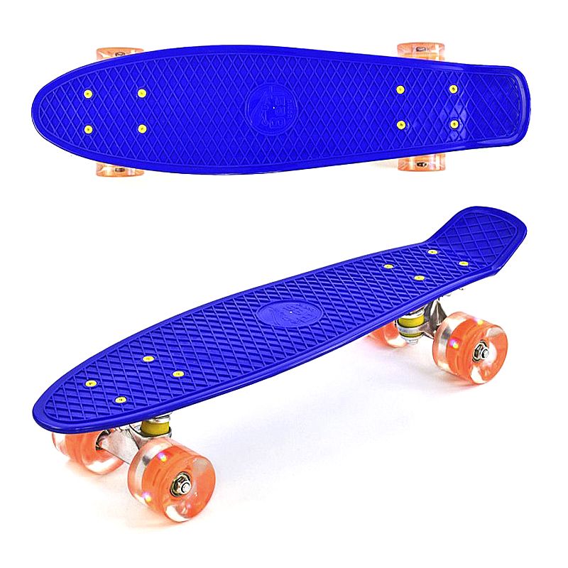 Скейт Пенні борд Best Board, СИНІЙ, світяться, дошка=55 см, колеса PU d=6 см (7070) thumbnail popup