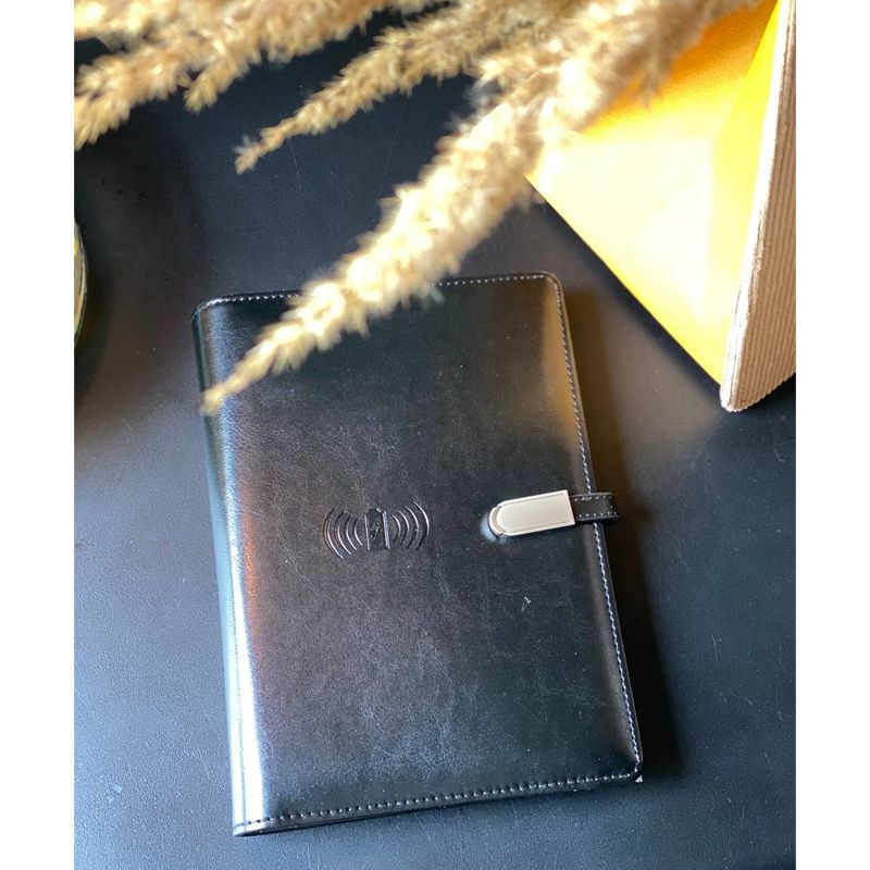 Смарт-щоденник Volt Tok Чорна шкіра, з бездротовою зарядкою, power bank і USB (100102c) thumbnail popup