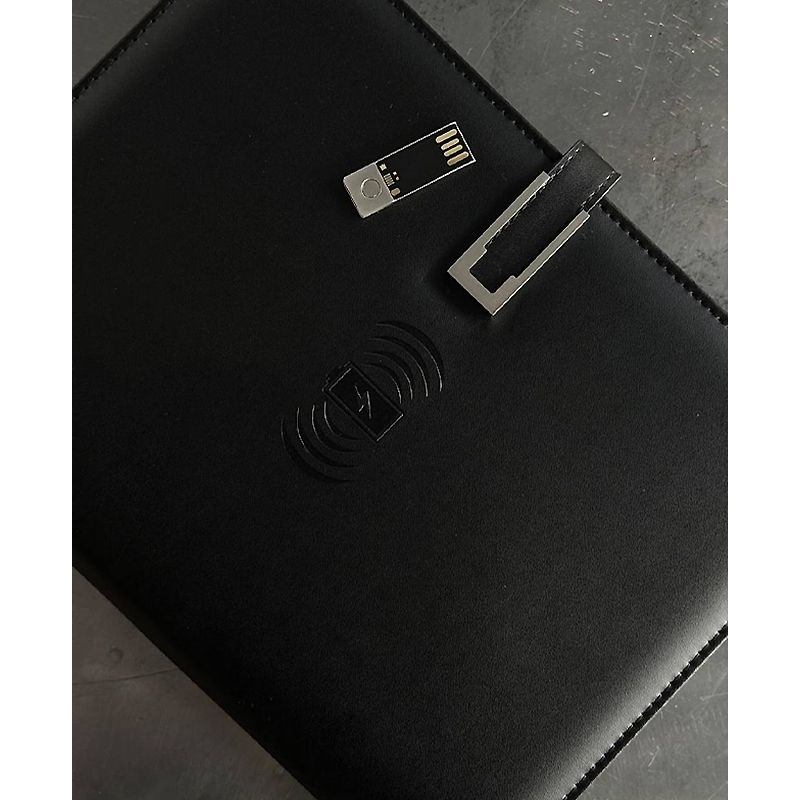 Смарт-щоденник Volt Tok Чорна шкіра, з бездротовою зарядкою, power bank і USB (100112) thumbnail popup