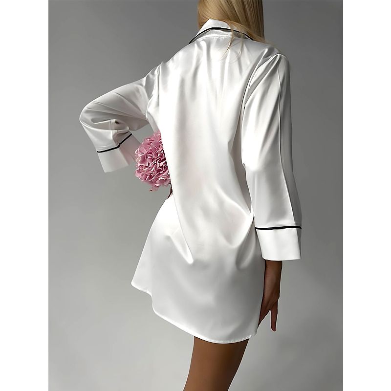Сорочка для дому Domino Victoria's Secret з шовку, біла, р.L/XL (1111) thumbnail popup