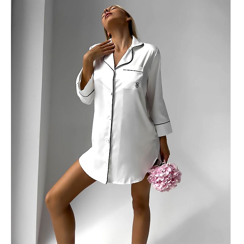 Сорочка для дому Domino Victoria's Secret з шовку, біла, р.L/XL (1111) thumbnail popup