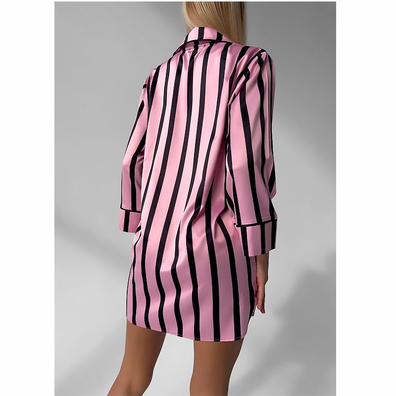 Сорочка для дому Domino Victoria's Secret з шовку, рожева в чорну смужку, р.S/M (1136) thumbnail popup