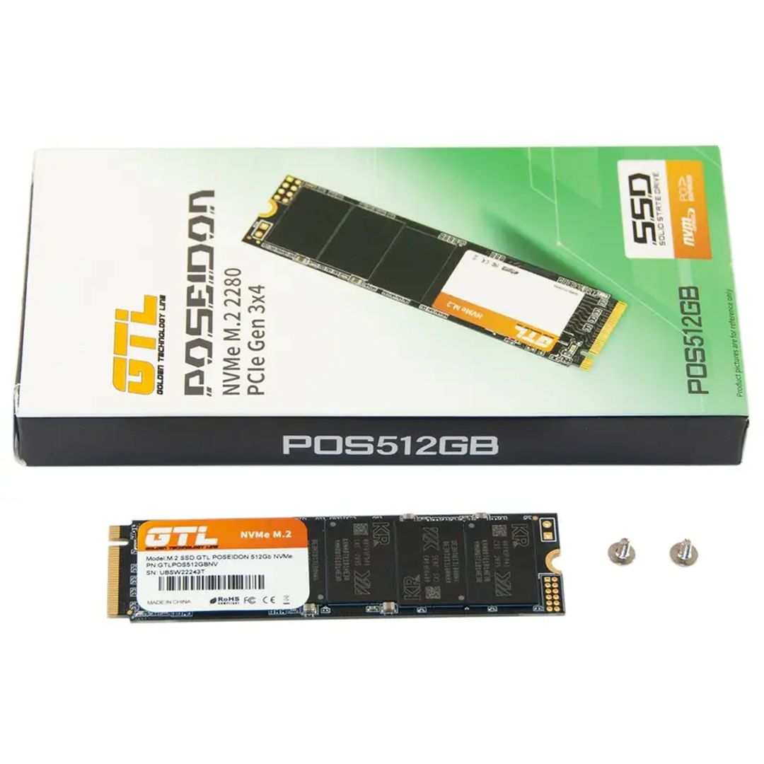 SSD-накопичувач GTL Poseidon, M.2 512Gb PCI-E 4x,3D TLC,1900/1200 MB/s (GTLPOS512GBNV) твердотільний thumbnail popup