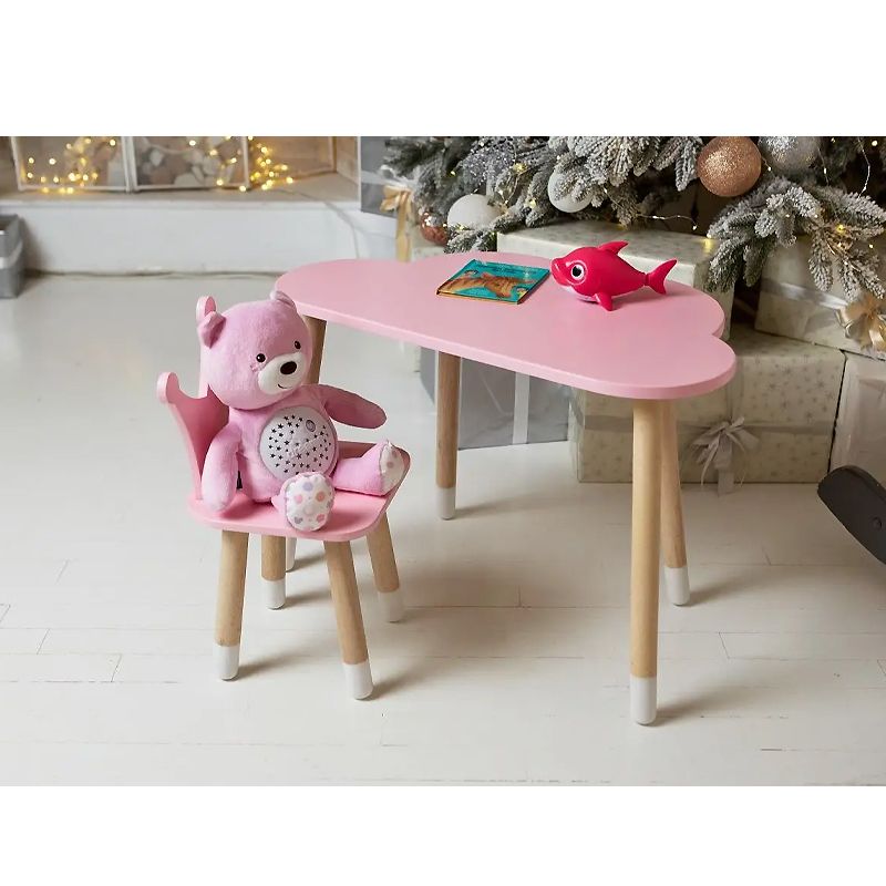 Столик хмаринка і стільчик корона, дитячий, рожевий, дерево. (992514) thumbnail popup
