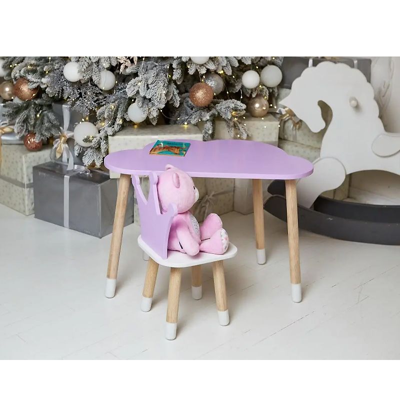 Столик хмарка та стільчик фіолетовий з білим сидінням корона дитячий, дерево. (992524) thumbnail popup