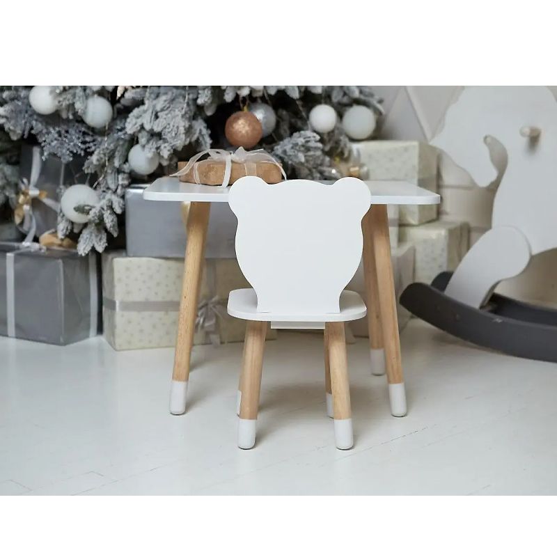Столик прямокутний та стільчик дитячий ведмежа, білий, дерево. (277712) thumbnail popup