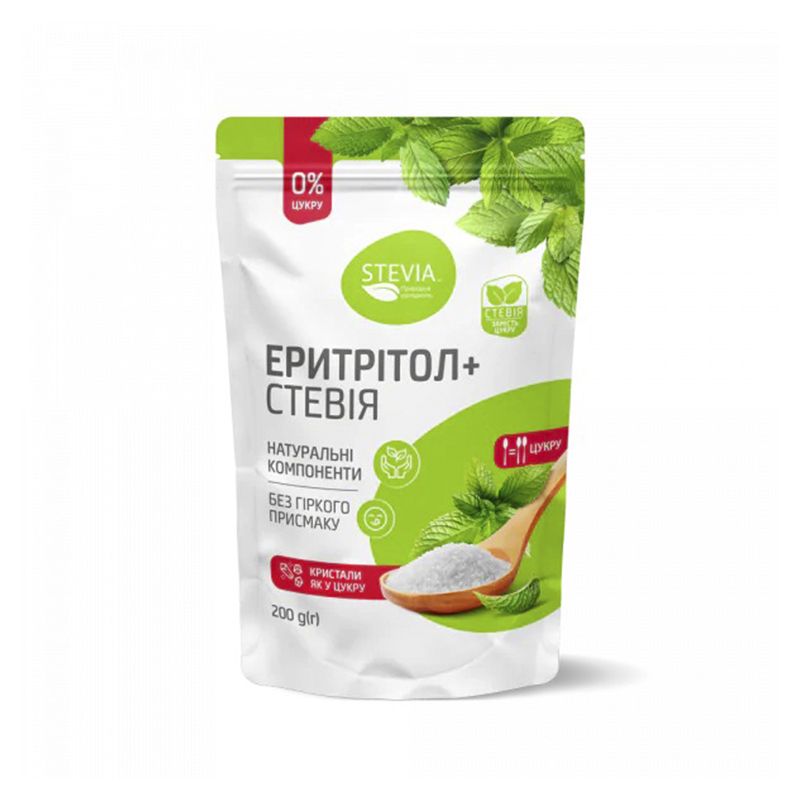 Цукрозамінник Stevia Еритритол   Стевія, 200 г. (350723) thumbnail popup