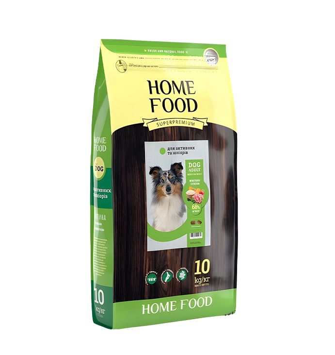 Сухий корм для активних дорослих собак і юніорів середніх і великих порід Home Food “Ягнятина з рисо thumbnail popup