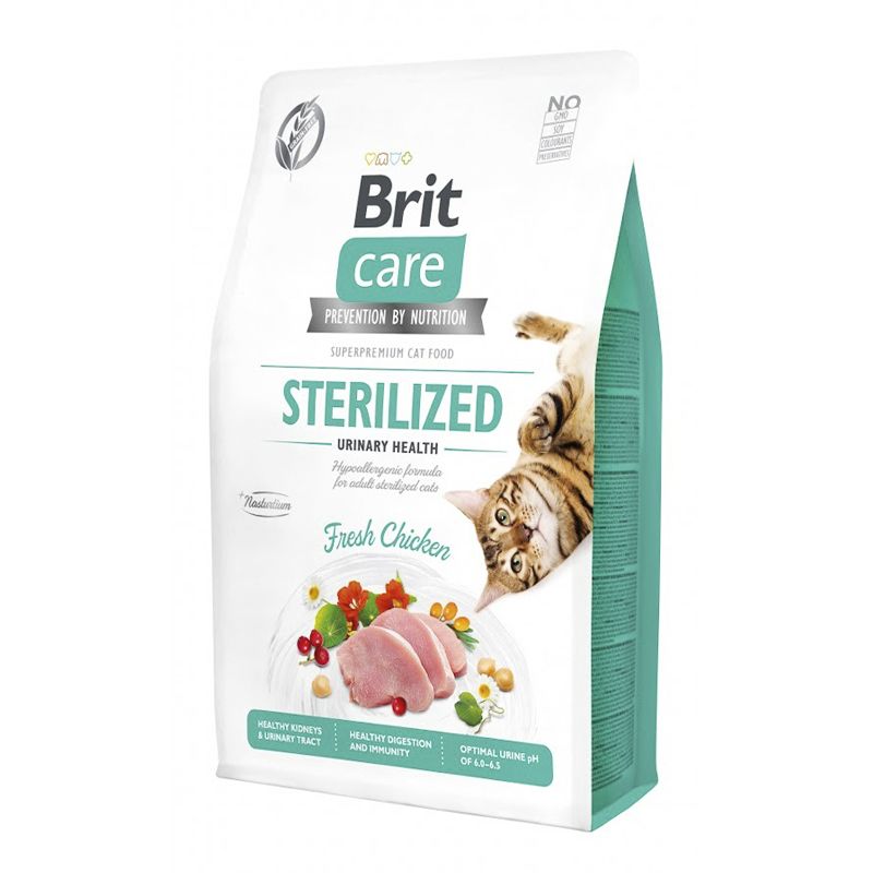 Сухий корм для стерелізованних котів для підтримки сечовидільної системи Brit Care Cat GF Sterilized thumbnail popup