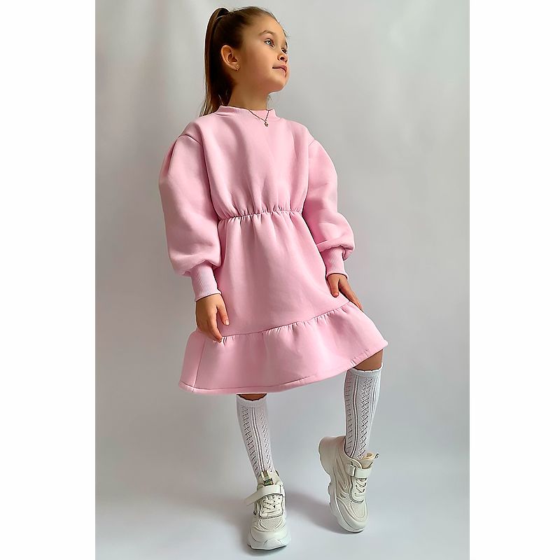 Сукня для дівчинки тепла, тринитка на флісі, рожева, р.128 (251348) thumbnail popup