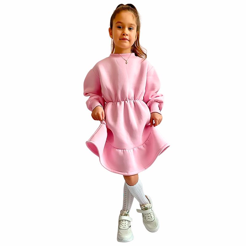 Сукня для дівчинки тепла, тринитка на флісі, рожева, р.134 (251348) thumbnail popup