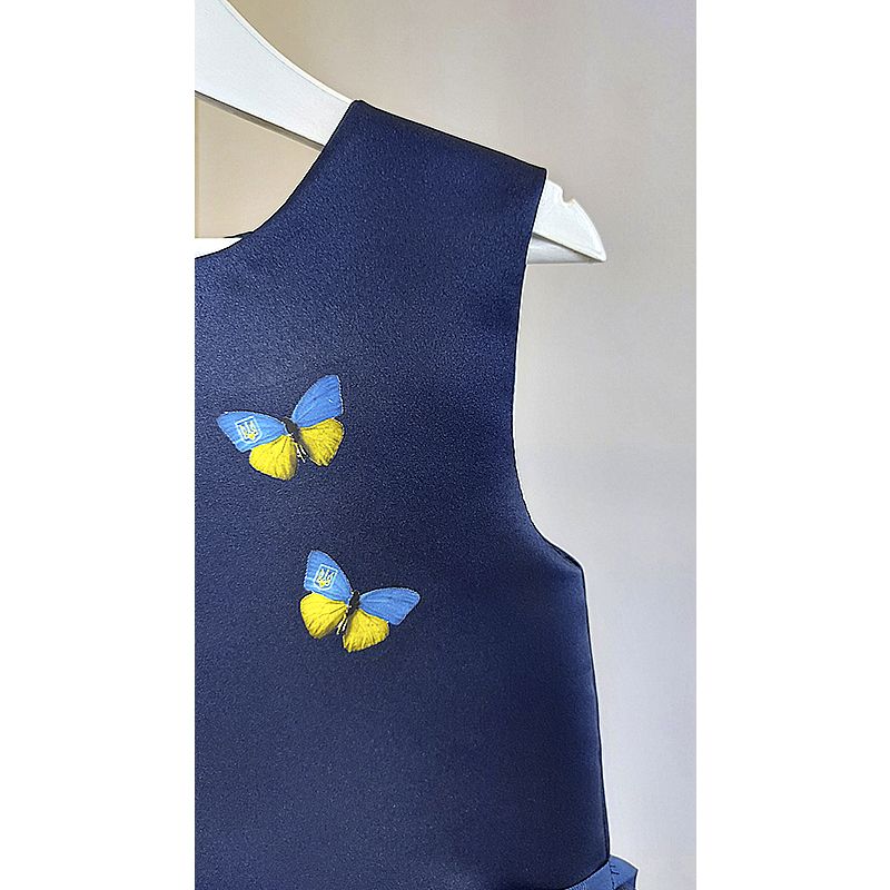 Сукня шкільна by Tanya Klymenko на європідкладці з термонанесенням метеликів, патріотична, р.116-122 thumbnail popup