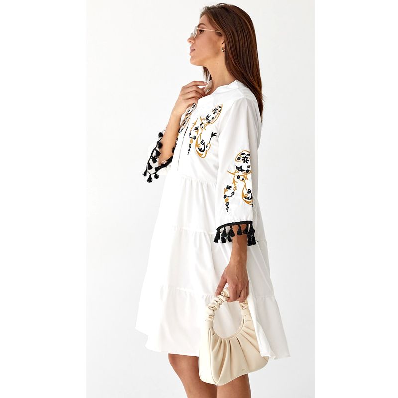 Сукня sofi_dream бавовняна з вишивкою та шлярами, молочна, р. S (2601) thumbnail popup