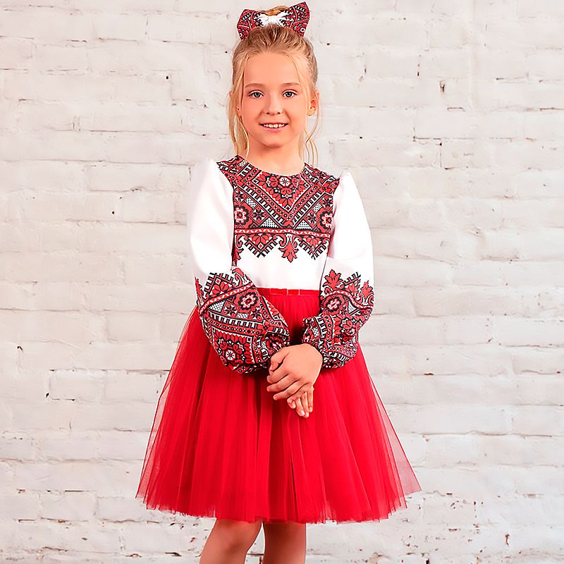Сукня Zironka червона з орнаментом для дівчинки, р.122 (арт. 3822200701) thumbnail popup