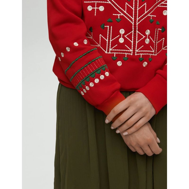 Світшот Ukrglamour жіночий різдвяний з вишивкою орнаменту, червоний, р.ХS (UKRS-8871) thumbnail popup