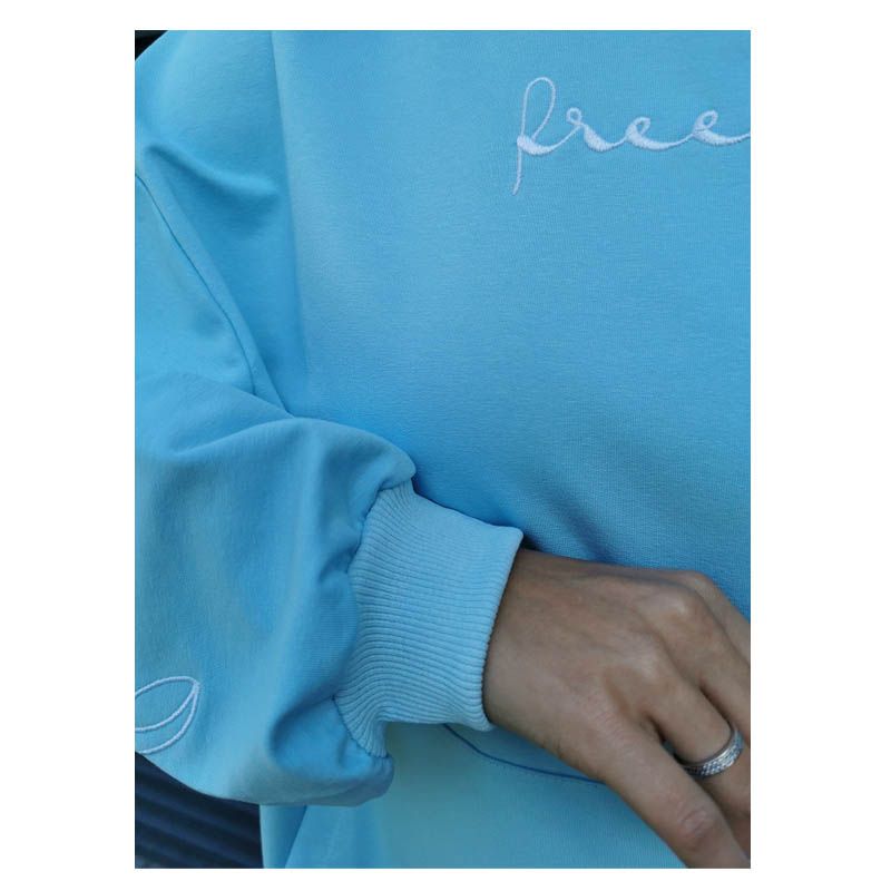 Світшот Pola жіночий, з об'ємним рукавом та вишивкою колібрі, двунитка, блакитний, р. S (1/27) - 32085 thumbnail popup
