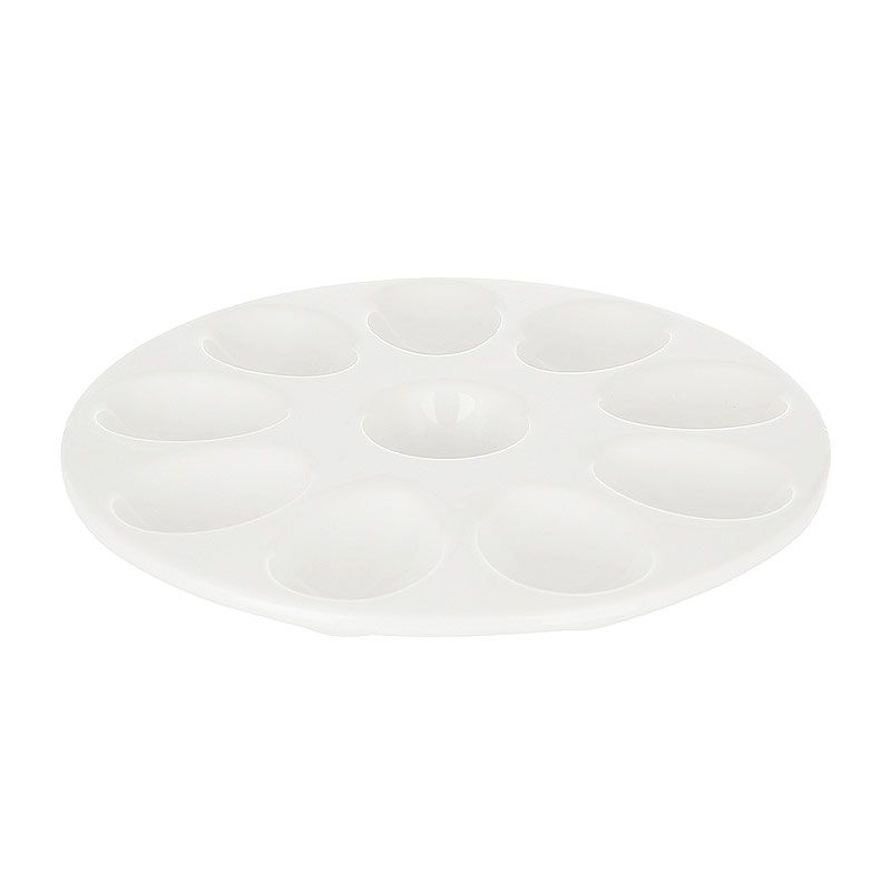 Тарілка керамічна для 10 яєць, D22.3см, колір - білий thumbnail popup
