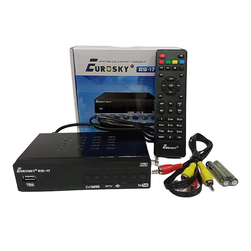 Тюнер DVB-T2  Eurosky ES-17 metall (гар.14дн.)(пульт;дисплей;IPTV;2xUSB) - 156505 thumbnail popup