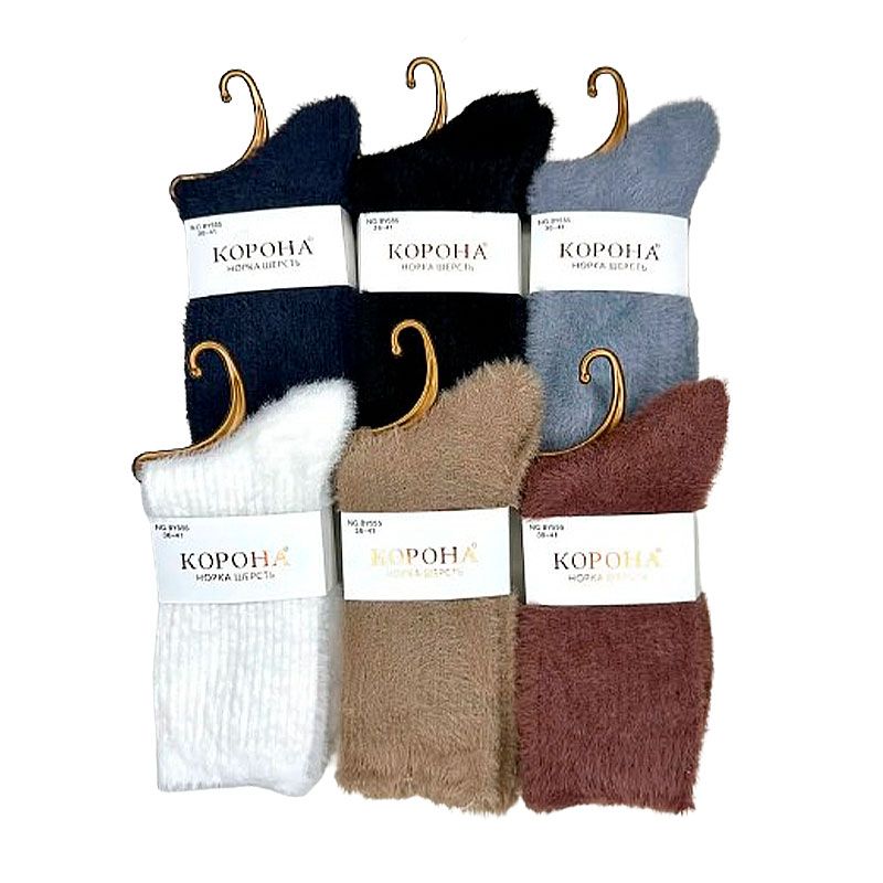 Шкарпетки жіночі оптом норкові теплі с кашеміром преміум Корона, пухнасті, 10 пар, р.36-41 (260801) thumbnail popup