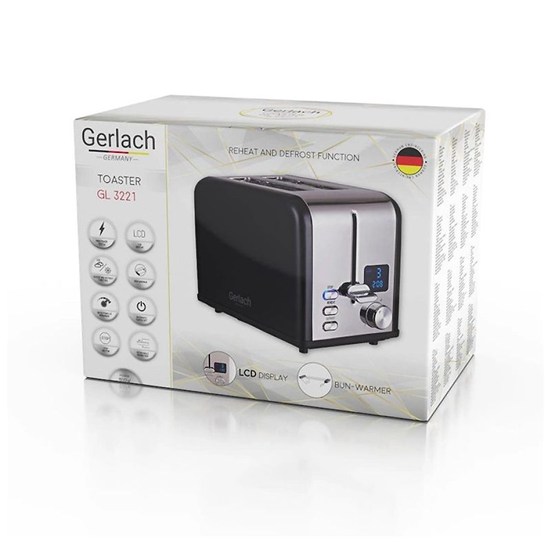 Тостер Gerlach GL-3221-black 1100 Вт Німеччина з дисплеєм thumbnail popup